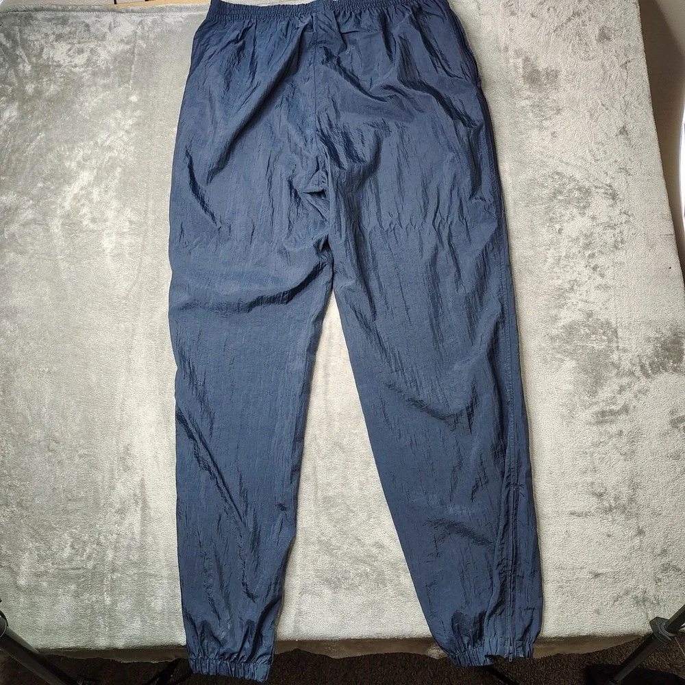 Adidas Originals Track Pants Mens XL Navy Blue Solid‎ Vintage Crinkle Nylon Zip